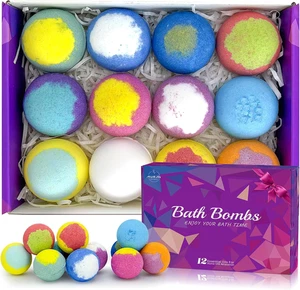 Bombe da Bagno per Donna Set Regalo 12 Confezioni Bombe da Bagno Rilassanti Naturali per Lei,Aroma - Foto 1 di 8