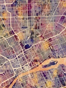 Poster - Detroit Map, Modern Abstract City Streets, 4 Sizes - Picture 1 of 25