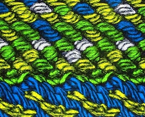African Fabric 1/2 Yard Cotton Wax Print GREEN BLUE YELLOW Abstract BTHY - Picture 1 of 3