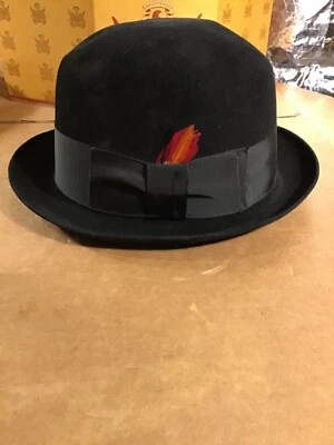 Sombrero negro vintage años 50 KNOX CUSTOM Fedora banda negra con pluma 7 con caja Foto 1 de 4
