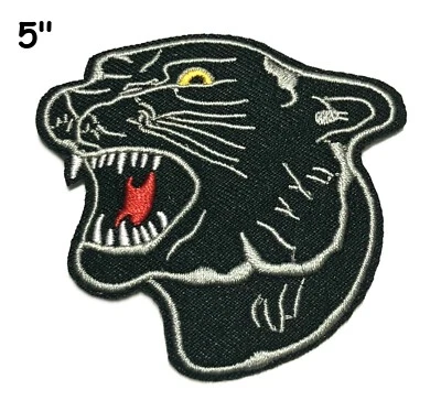 ATHENA BRANDS Cool Black PANTHER Face Embroidered Iron On / Sew On Patches