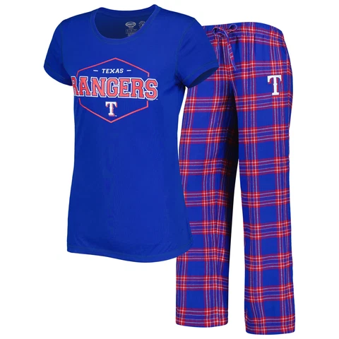 Women's Concepts Sport Royal/Red Texas Rangers Badge T-Shirt & Pajama Pants Cover
