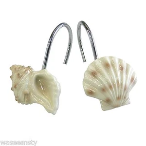 Perla Seashell Sea Shell Tropical Náutico 12 Ganchos para Cortina de Ducha Decoración de Baño - Imagen 1 de 1