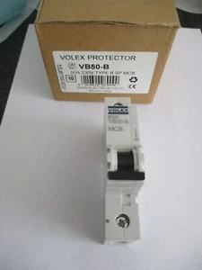 NEW VOLEX VB50-B B50 50 AMP 6KA SINGLE POLE MCB CIRCUIT BREAKER - Picture 1 of 2