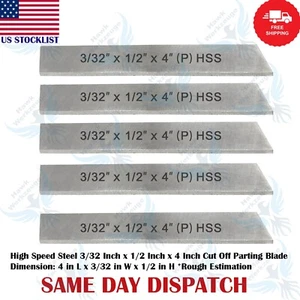 3/32" x 1/2" x 4" Inch Lathe Parting Cut Off Tool Holder Blades 5 Pieces HSS M2 - Picture 1 of 3