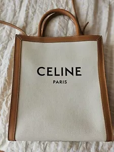 CELINE Cabas Vertical Tote Small Natural Tan Cotton - Picture 1 of 12