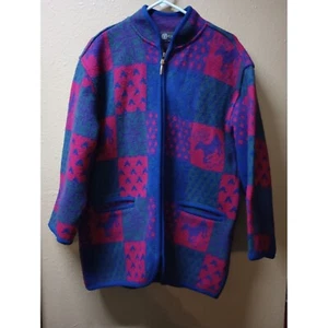 Tundra Canada Strickjacke Schurwolle Full Zip Rentier rot grün lila oversized - Bild 1 von 9