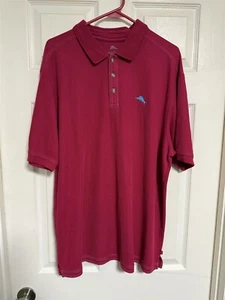 TOMMY BAHAMA MENS XL EMFIELDER MAROON RED GOLF POLO MARLIN LOGO  - Picture 1 of 10