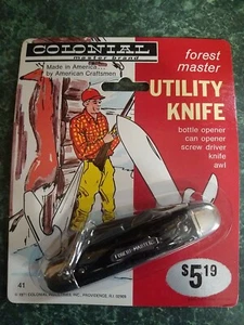 RARE VINTAGE 1971 COLONIAL USA FOREST MASTER UTILITY POCKET KNIFE. Original pkg - Picture 1 of 1