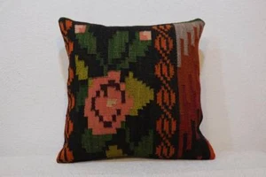 16''x16''Anatolian Boho Cottage Pillow Turkish Kilim Caspian Style Pillow flower - Picture 1 of 5
