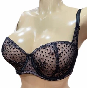 Sujetador Balconette Victorias Secret Dream Angels malla de lunares sin forrar negro - Imagen 1 de 5