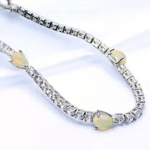 echtes Welo Opal Armband 925 Sterling-Silber Edelsteine Edelopal Tennisarmband - Bild 1 von 7