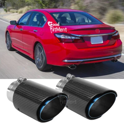 For Honda Accord Sport 2x 2.5" Inlet 3.5" Outlet Exhaust Tips Pipe Carbon Fiber Foto 1 de 4