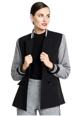 RACHEL ROY Peyton Plaid-Contrast Stylish XS Blazer Black White NEW #5 - Image 1 of 4