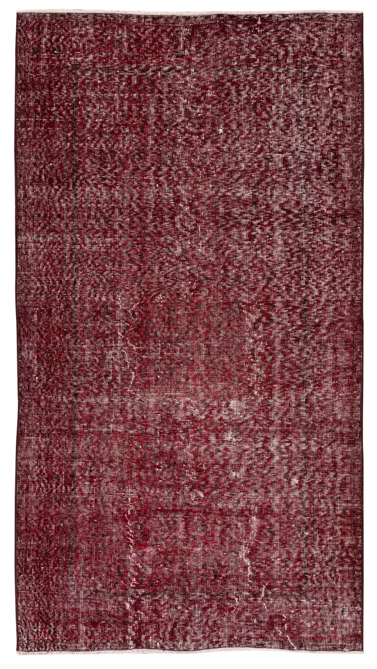 3.9x7 Ft Mid-20th Century Handmade Red Overdyed Rug from Central Anatolia - Image 1 of 4