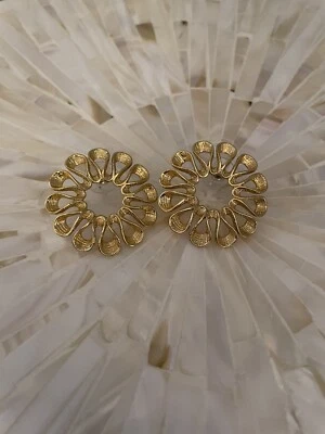 TRINA TURK ЗОЛОТОЙ ТОН БОЛЬШОЙ ЦВЕТОК ГВОЗДИКИ ПИРСИНГ СЕРЬГИ-LA5 - Изображение 1 из 4