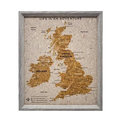 UK Ireland Travel Map Pin Board Pins Splosh United Kingdom Desk Cork Maps Grey - Image 1 of 3