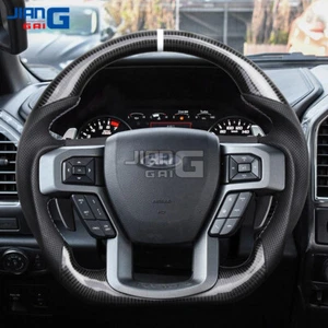 Volante deportivo de fibra de carbono real para Ford F150 Raptor 15-20 línea blanca  - Imagen 1 de 9