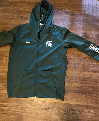 Michigan State Spartans Hoodie Mens Large Green Nike Dri Fit Sweatshirt Sweater Cover