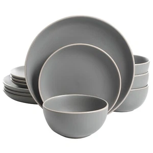 Gibson Home Rockaway 12-Piece Stoneware Dinnerware Set - Gray - Picture 1 of 5