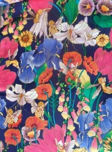 1 YD (36" x 44") - Fairytale Print With Metallic Outline By Shamash & Sons. - Picture 1 of 2