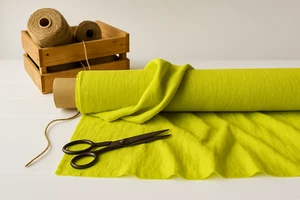 Arctic Lime Green Linen Blend Fabric by the Yard – Apparel, Home Décor & Crafts - Picture 1 of 10