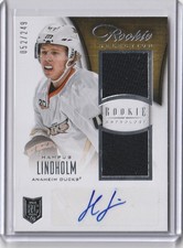 2013-14 HAMPUS LINDHOLM Rookie Anthology Dual JERSEY AUTO 052/249 Jersey  Panini