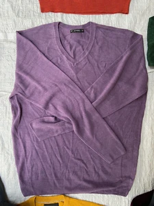 Dunne's Men's V-Neck Jumper - Size L - Purple - Picture 1 of 2