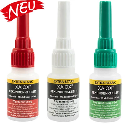 Sekundenkleber Superkleber 3*20g, dünn, mittel, dick flüssig gel komplett Set