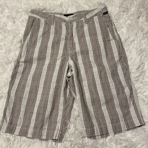 Vans Mens Size 28 Gray & Red Plaid Long Shorts 11" Inseam EUC - Picture 1 of 4