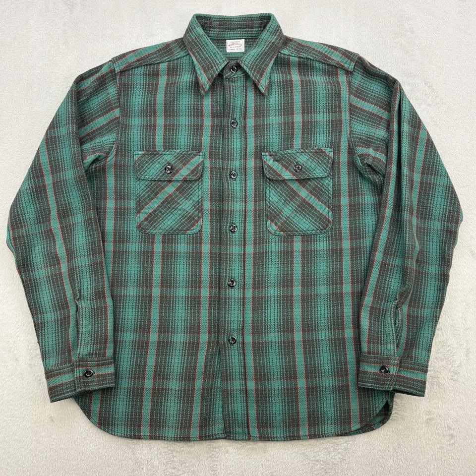 Рубашка мужская Warehouse Co 16-16,5 большая клетчатая фланелевая санфоризованная сделано в Японии - Изображение 1 из 4