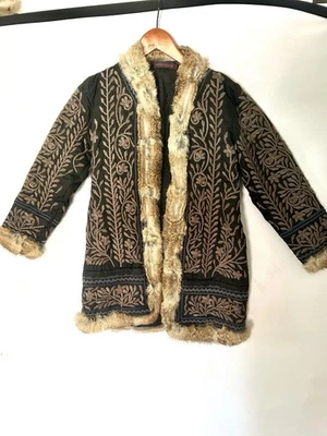 Antik Batik Anthropologie Girls Quilted Jacket Coat With Fur  embroidered  Y12 - Image 1 of 4