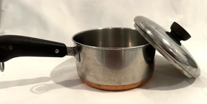 Revere Ware 1801 vor 1970 Kupfer plattiert 1-1/2 Quart Kochtopf mit Deckel Clinton, Ill. EUC - Bild 1 von 4