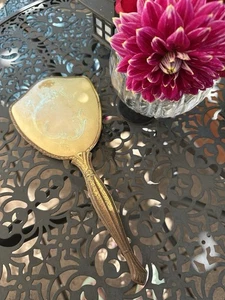 Vintage alter Handspiegel 13,5" natürlicher Ton goldfarben florales Design - Bild 1 von 12
