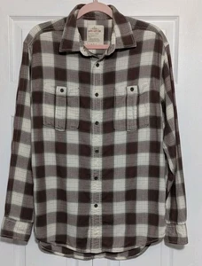 Route Sixty Six Plaid Cotton Button Down Camp Shirt size Medium Maroon Ivory - Picture 1 of 7