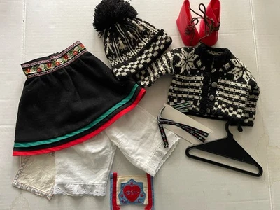 American Girl Kirsten Winter Skirt Knit Woolens Ribbons red boots pantalettes - Image 1 of 4