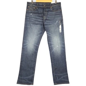American Eagle AirFlex+ Relaxed Straight Deep Indigo Wash Jeans 36x34 NWT - Picture 1 of 7