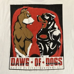 VTG 90s Top Dawg Mens Medium White Single Stitch T Shirt Boxing Dog DISTRESSED - Picture 1 of 10