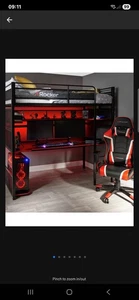 X-Rocker High Sleeper Gaming Bunk Bed with Desk and Shelves - Picture 1 of 2