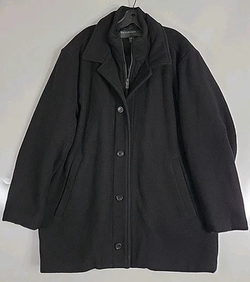 Perry Ellis Portfolio Overcoat Mens XL Black Wool Cashmere Blend Oversized Coat - Image 1 of 4
