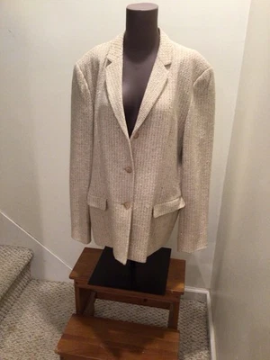 Blazer Jones New York Mujer Crema con Brillos Talla 16 Forrado Mezcla de Algodón  Foto 1 de 4