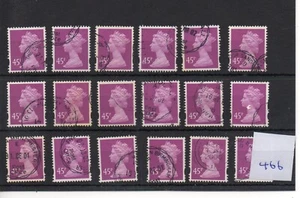 GB - Machin (AM 466) 45p value x 18  - SG Y1721 - SG Cat £27 - fine cancel - Picture 1 of 1