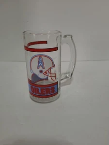 Vintage NFL Football Houston Oilers Glass Mug Cup 5.5" Tall Heavy, Preowned - Picture 1 of 9
