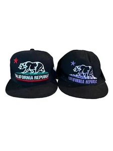 California Republic Bear Sombreros X2 Negro Billete Plano Snapback Tapa Costa Oeste - Imagen 1 de 16