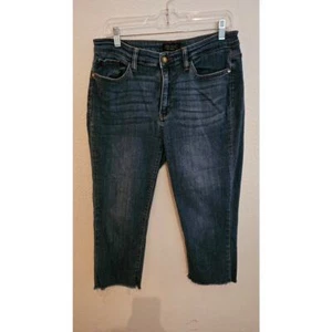 Pantalones de mezclilla para mujer Judy azul talla 13/31 dobladillo desgastado lavado oscuro - Imagen 1 de 4
