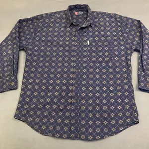 Vtg Chaps Ralph Lauren Mens Large Button Paisley Long Sleeve Large AOP Geometric - Picture 1 of 10