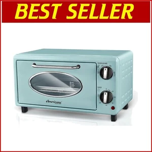 Art Deco 2-Slice Toaster Oven with Adjustable Timer - 1000W Power & Mint Finish - Picture 1 of 9