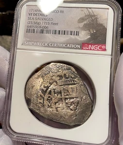DATED 1714 MEXICO 1715 FLEET SHIPWRECK NGC VF PIRATE SILVER COINS - Picture 1 of 11