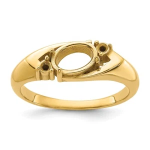 14K Yellow Gold Polished .06ct. Diamond & 7x5 Oval Gemstone Ring Mounting Size:6 - Picture 1 of 5