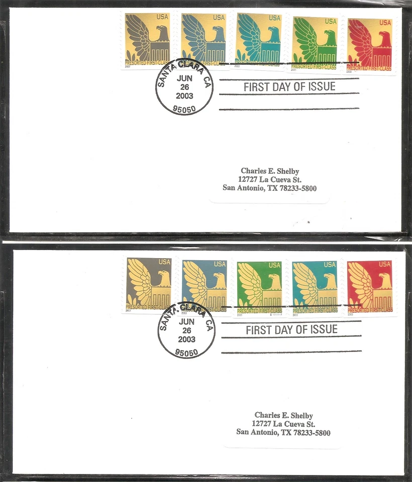 US SC # 3792-3801 Eagle Coils. PNC S1111111 FDC. No Cachet.  - Image 1 of 1